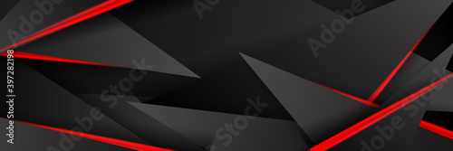 Modern 3d red black light abstract background for wide banner