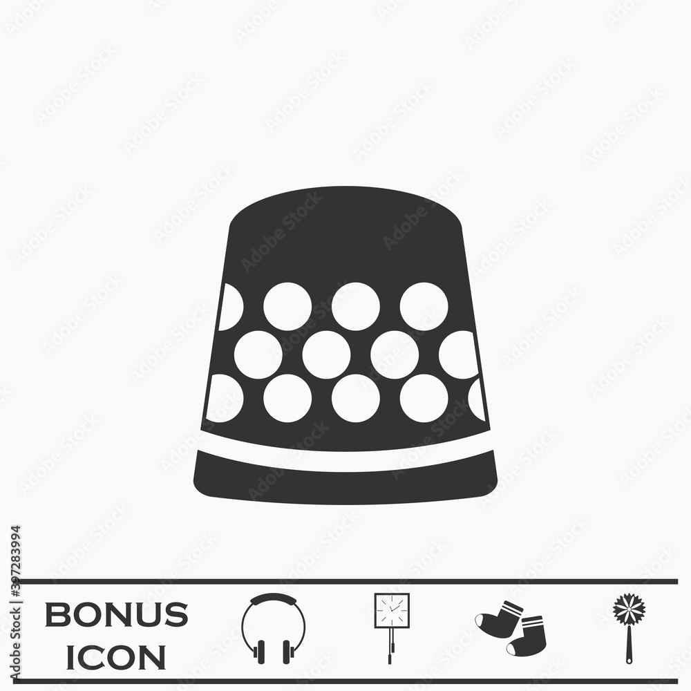 Thimble icon flat. Thimble icon flat.