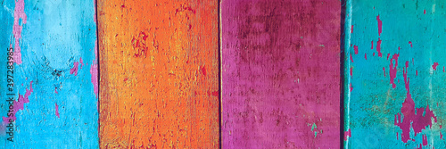 Shabby colorful wooden planks. Happy wood background