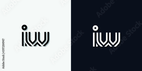 Modern Abstract Initial letter IW logo. This icon incorporates two abstract typefaces in a creative way. It will be suitable for which company or brand name starts those initial.