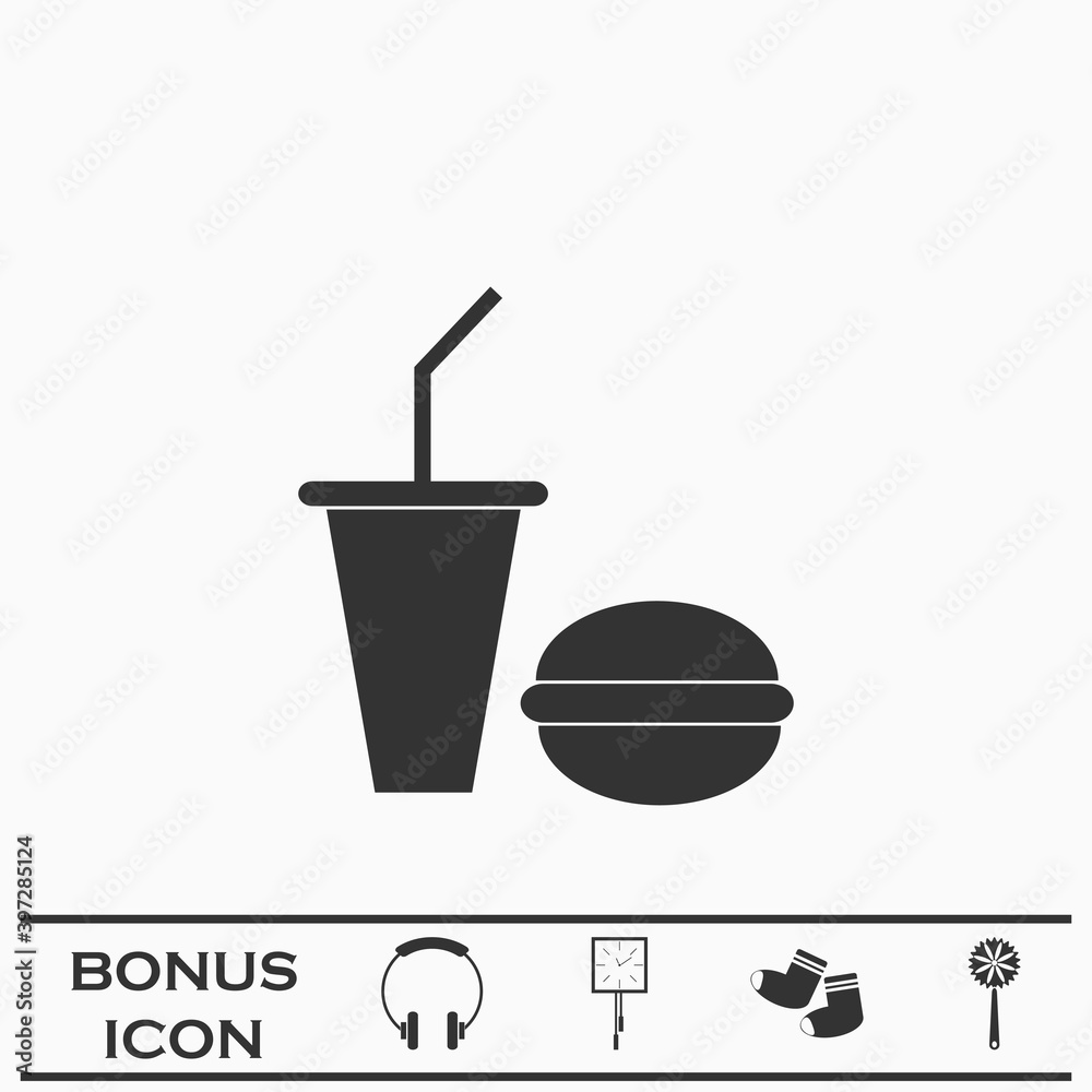 Fast food icon flat. Fast food icon flat.