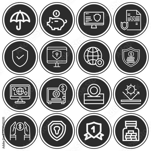 16 pack of protecting  lineal web icons set