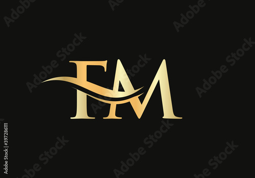 Premium FM letter logo design. FM Logo for luxury branding. Elegant and stylish design for your company. 