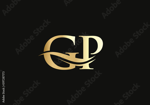 GP Logo Vector. Swoosh Letter GP Logo Design for business and company identity.