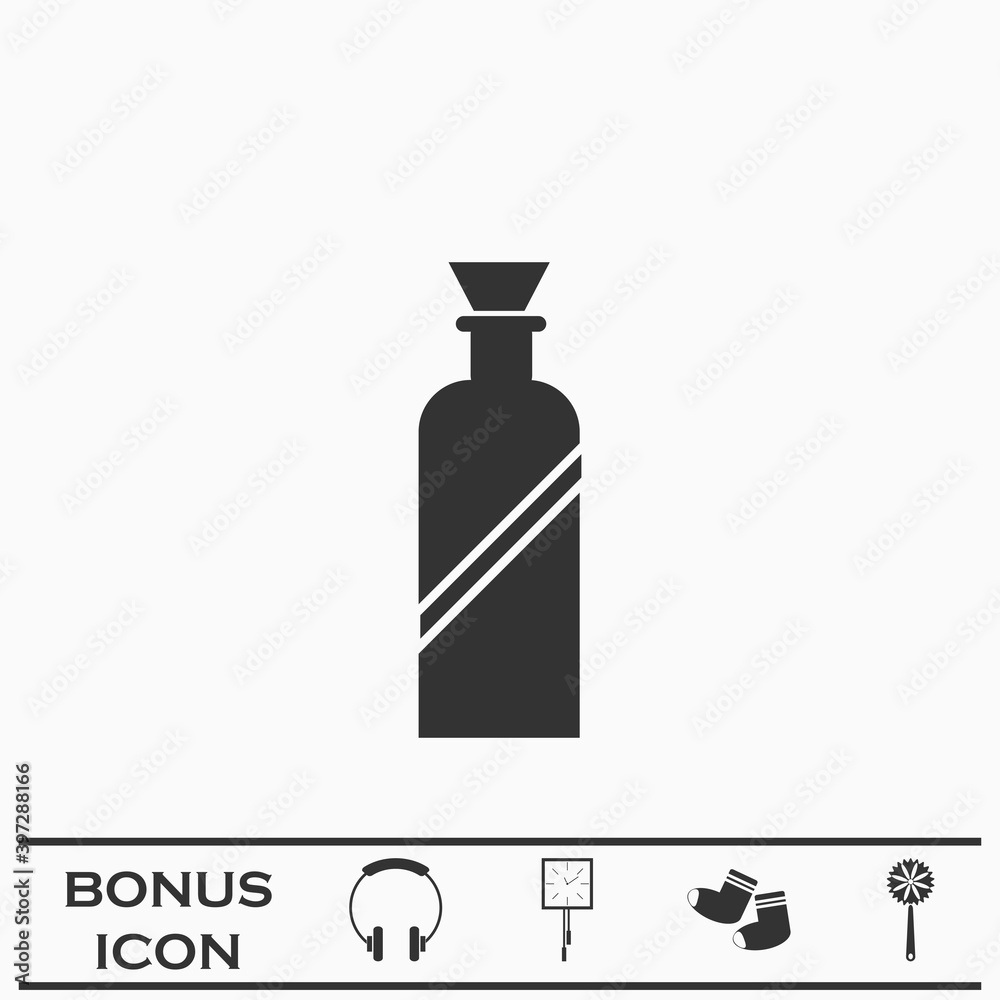 Bottle icon flat. Bottle icon flat.