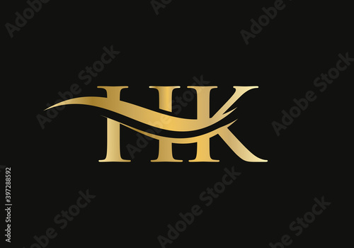 HK letter logo design. HK Logo for luxury branding. Elegant and stylish design for your company.  photo