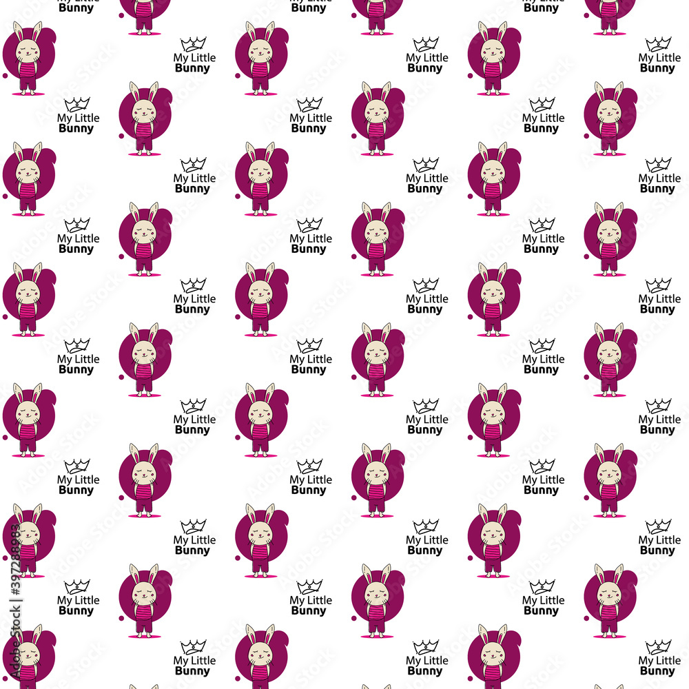 My little bunny pattern template design on white background My little bunny pattern template design on white background