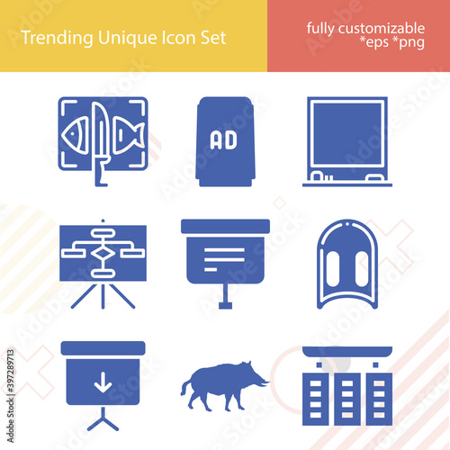 Simple set of dining table related filled icons.