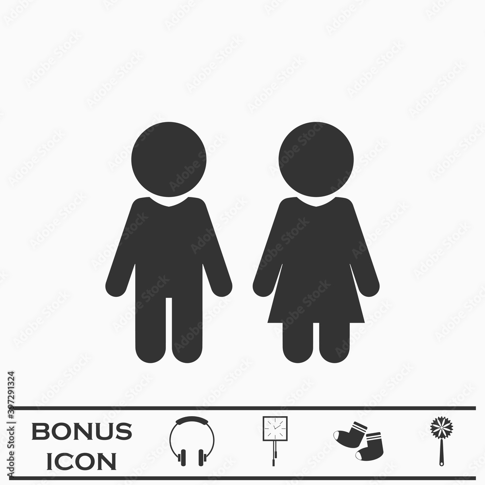 Girl and boy icon flat Girl and boy icon flat