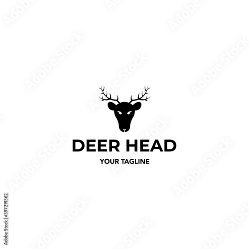 head deer Vintage minimalist logo vector illustration design