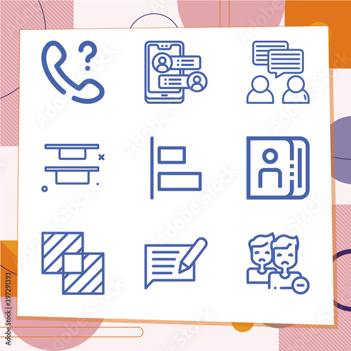 Simple set of 9 icons related to conjunction