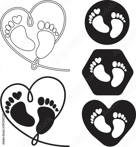 Set of baby footprints. Vector illustration.