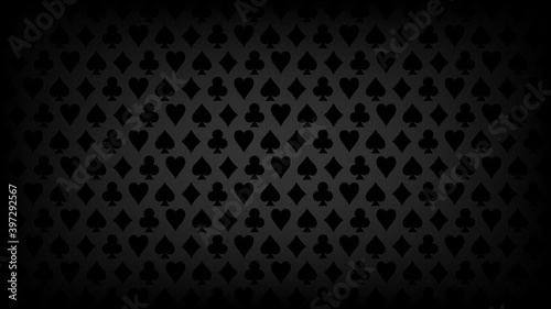 Luxury black poker card symbols background, vector illustration