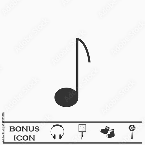 Music note icon flat