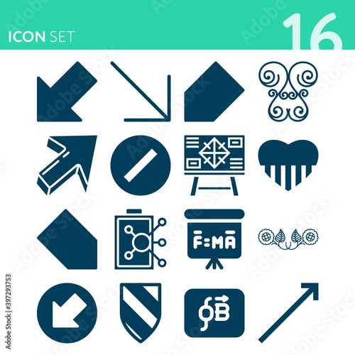 Simple set of 16 icons related to matrices