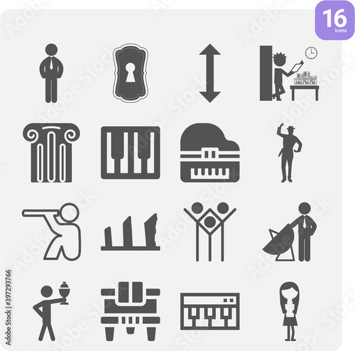 Simple set of upright related filled icons.