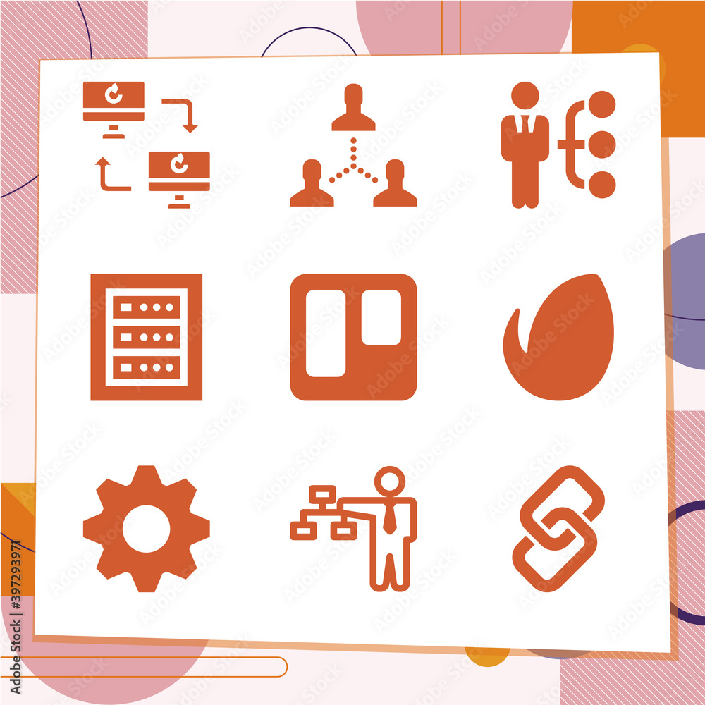 Simple set of 9 icons related to connections