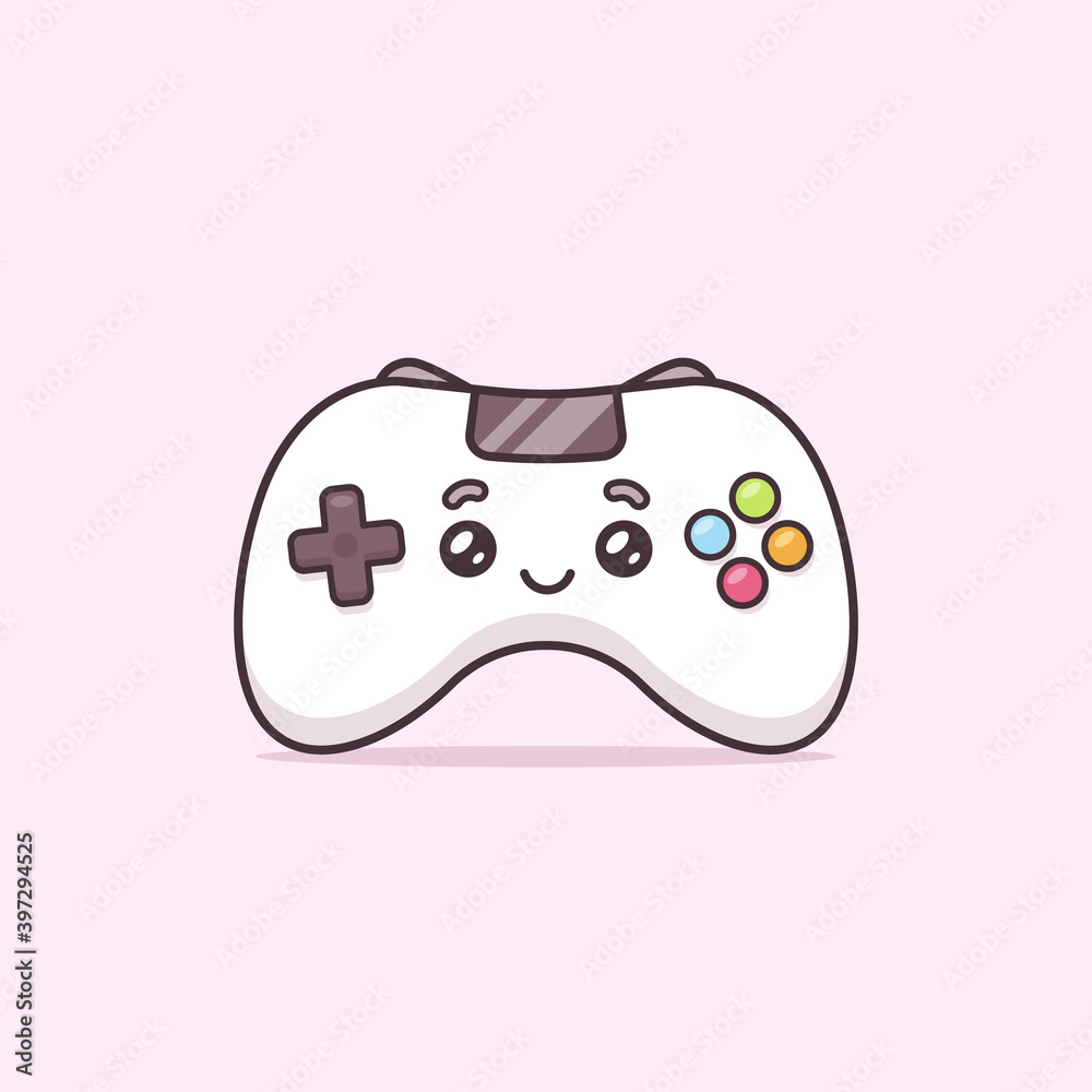 Cute kawaii game controller / gamepad mascot vector cartoon illustration