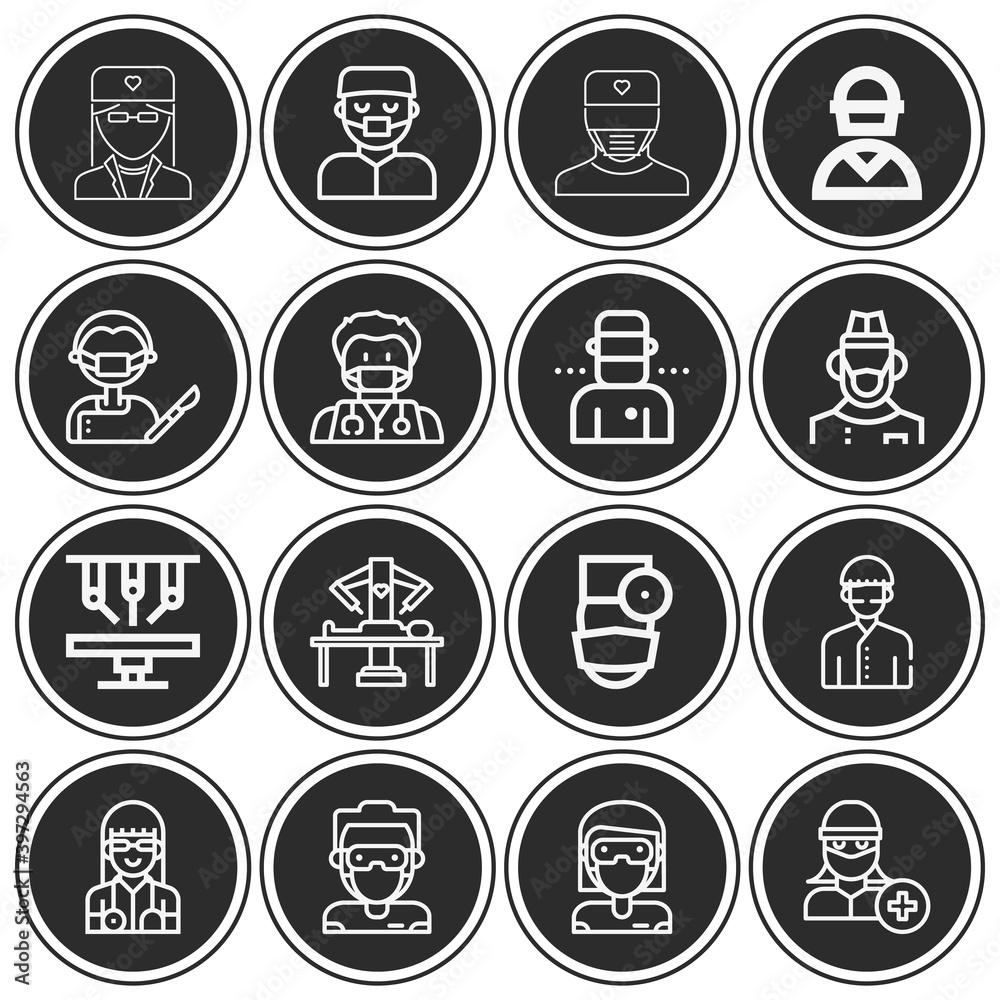 16 pack of walter reed  lineal web icons set