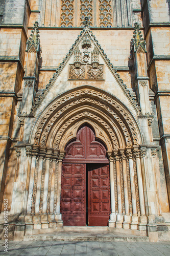 view on the doors of ancient portugal monastery of Batalha