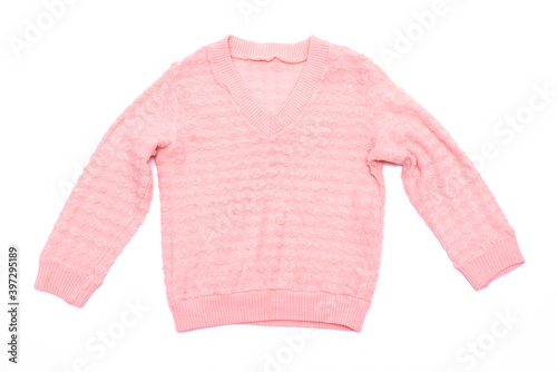 Knitted children sweater isolated on white background.