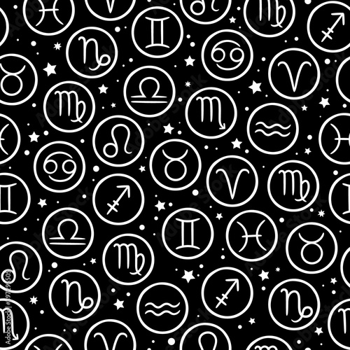 seamless texture of different zodiac signs