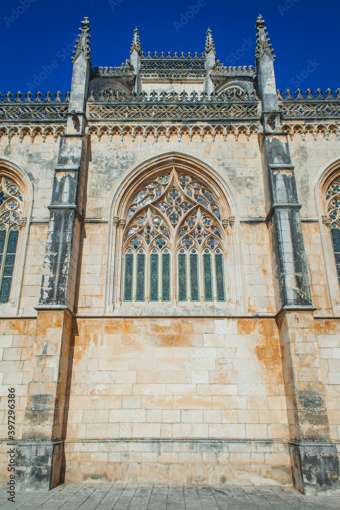 facade with bas-relief of an ancient portugal monastery
