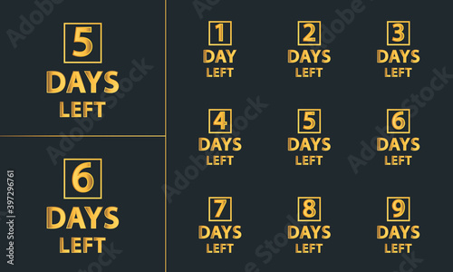 Number of days left template badge in golden color