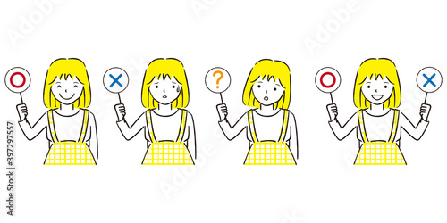 手描き1color 　〇×？　子供　ロングな髪の女の子