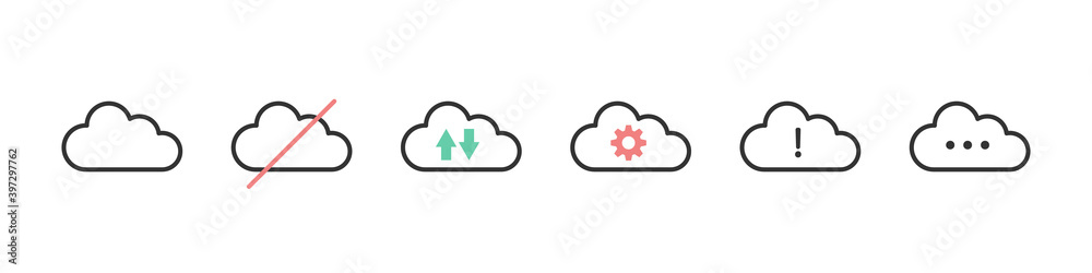 Cloud storage icons. Storage icons linear. Trendy style. Cloud service and network related line icons. Vector illustration Cloud storage icons. Storage icons linear. Trendy style. Cloud service and network related line icons. Vector illustration