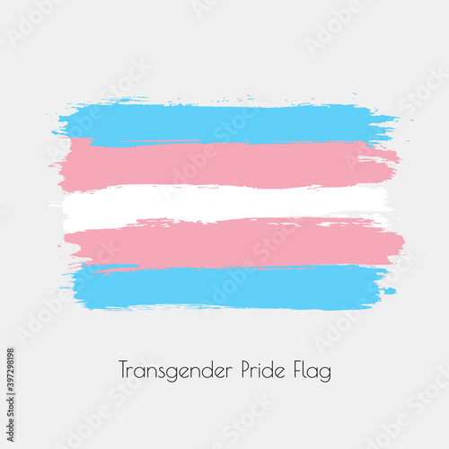 Transgender lgbt vector watercolor flag. Hand drawn ink dry brush stains  strokes  stripes  horizontal lines isolated on white background. Painted colorful symbol of non-binary  pride  rights equality