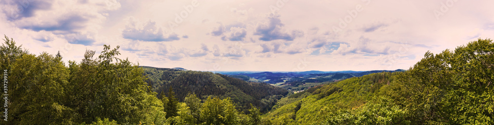sauerland mountains in the summer panorama