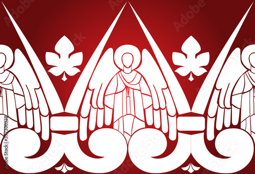 Vector Seamless  baroque Pattern of winged Angels 