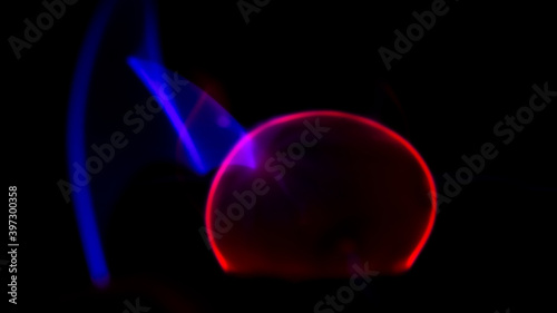 Konstfotografi Vivid abstract lines of bright plasma lightning in inert gas