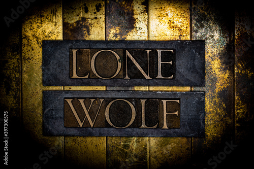 Lone Wolf text on grunge bronze with textured copper and gold background