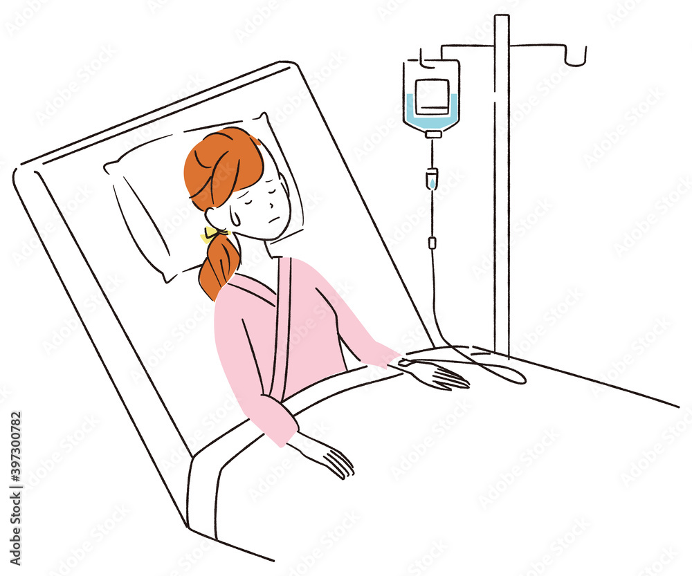 手書き線画カラーイラスト 入院 点滴 女性 Stock Vector Adobe Stock 手書き線画カラーイラスト 入院 点滴 女性 Stock Vector Adobe Stock