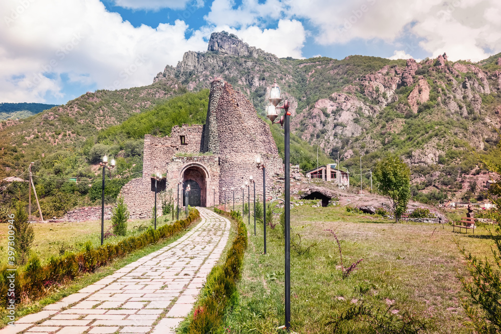 Ruins of the walls of the ancient Armenian monastery of Akhtala. Armenia