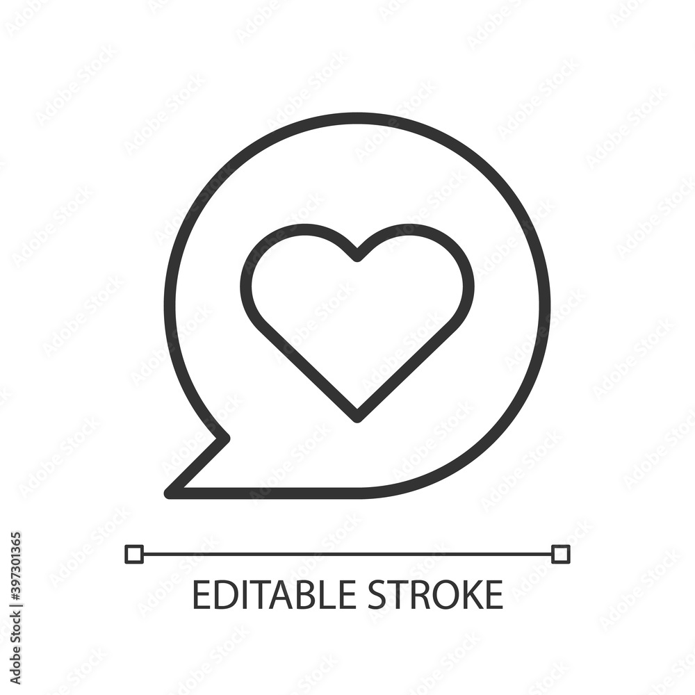 Heart pixel perfect linear icon. Printing process. Giving likes to everyone. Love things. Thin line customizable illustration. Contour symbol. Vector isolated outline drawing. Editable stroke