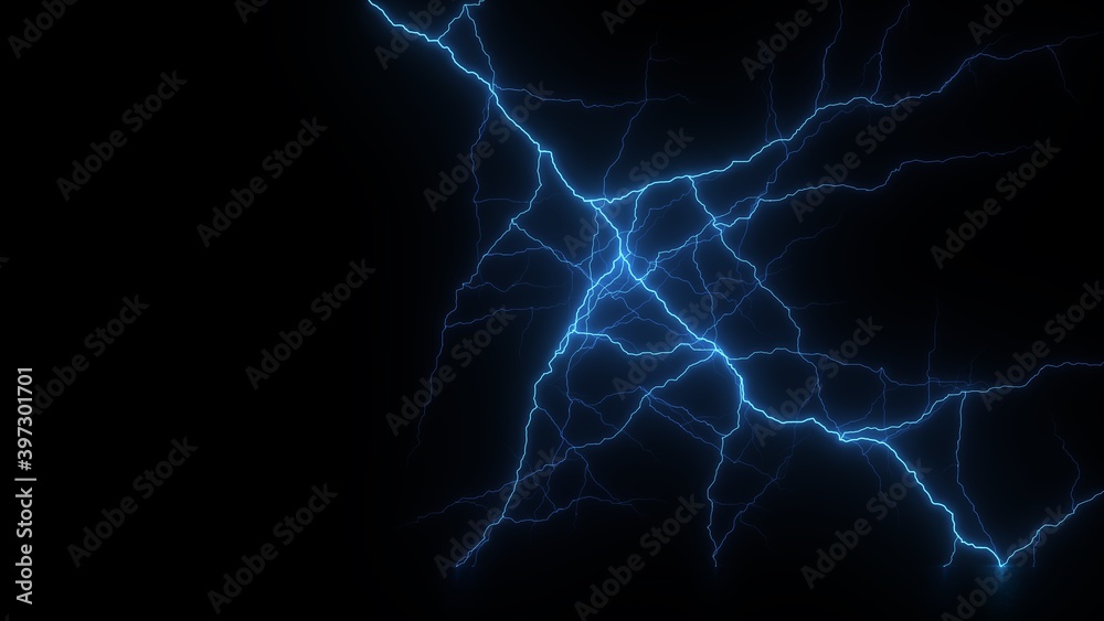 Fototapeta premium Glowing Thunder Light Effect In Black Background