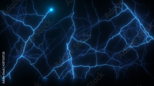 Foto Glowing Thunder Light Effect In Black Background