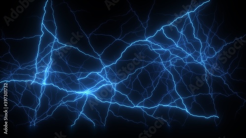 Glowing Thunder Light Effect In Black Background