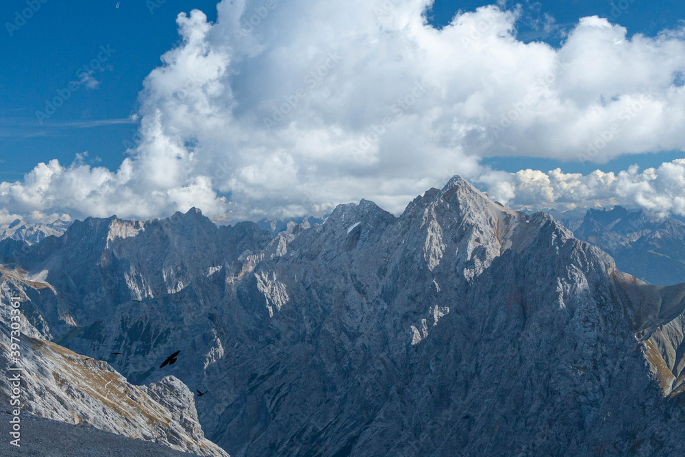 beautiful view from Zugspitze - the highest mountain in Germany. High quality photo