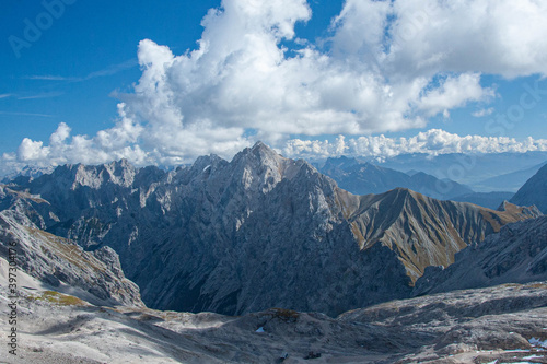 beautiful view from Zugspitze - the highest mountain in Germany. High quality photo