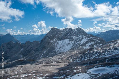 beautiful view from Zugspitze - the highest mountain in Germany. High quality photo