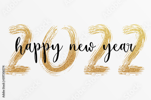2022 - happy new year 2022 gold glitter