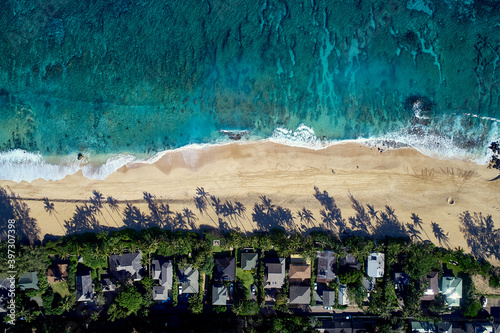 Aerial view of tropical Hawaii coastline