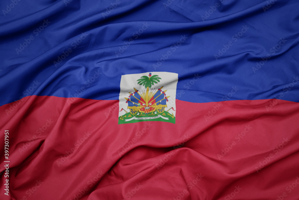 Fototapeta premium waving colorful national flag of haiti.