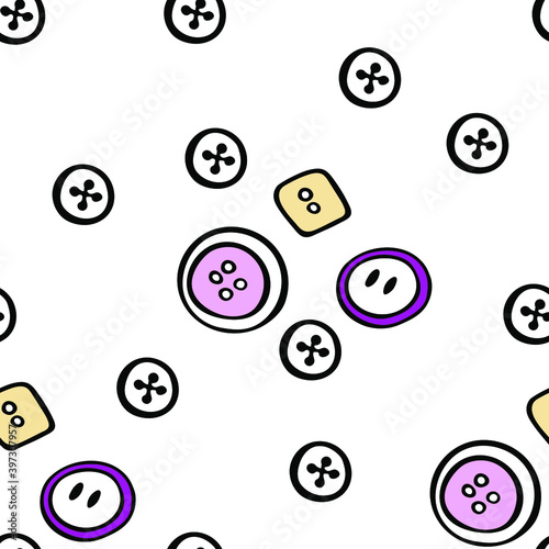 Beautiful seamless pattern with multi-colored buttons. Vector illustration.