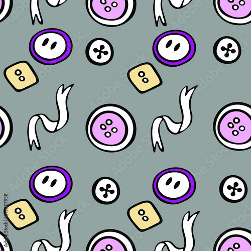 Beautiful seamless pattern with multi-colored buttons. Vector illustration.