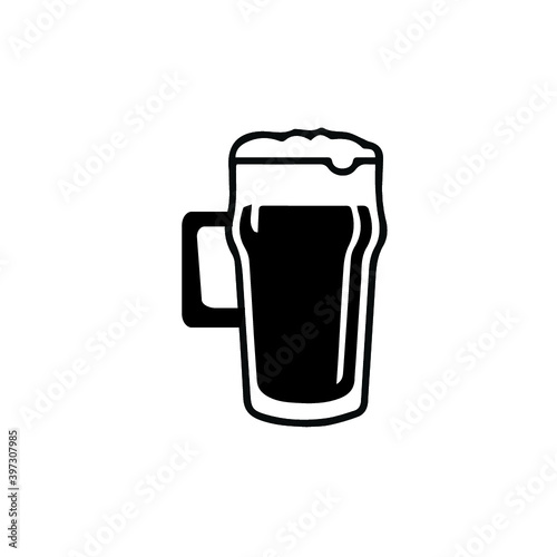 glass of beer icon on white background photo